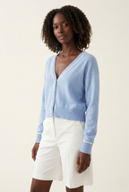 Contour Baby Blue Contrast Trim Cardigan