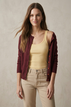 Grenat Button Front Cardigan