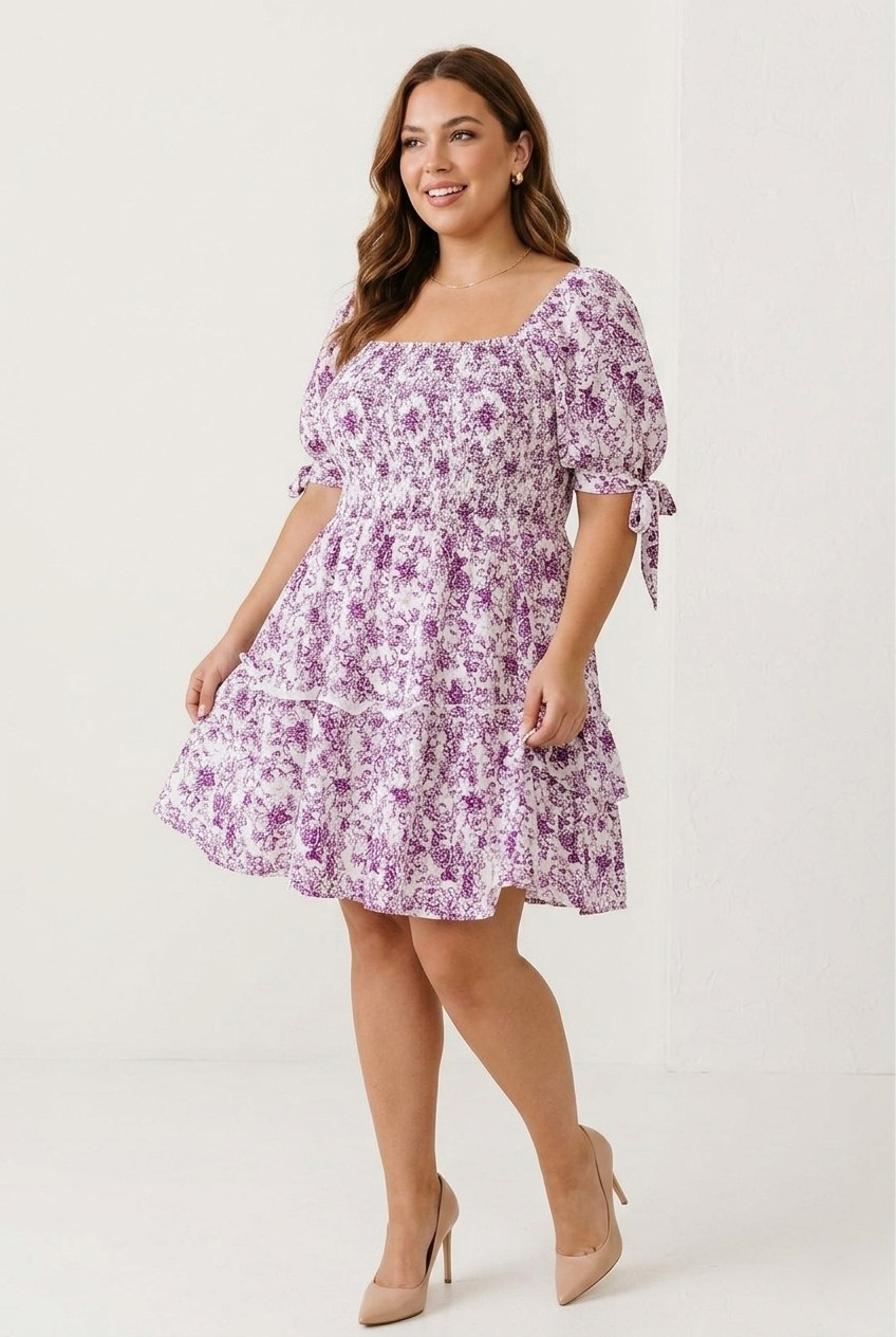 Lilas Floral Smocked Babydoll Dress