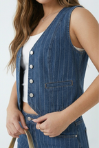 Rayure Pinstripe Denim Vest