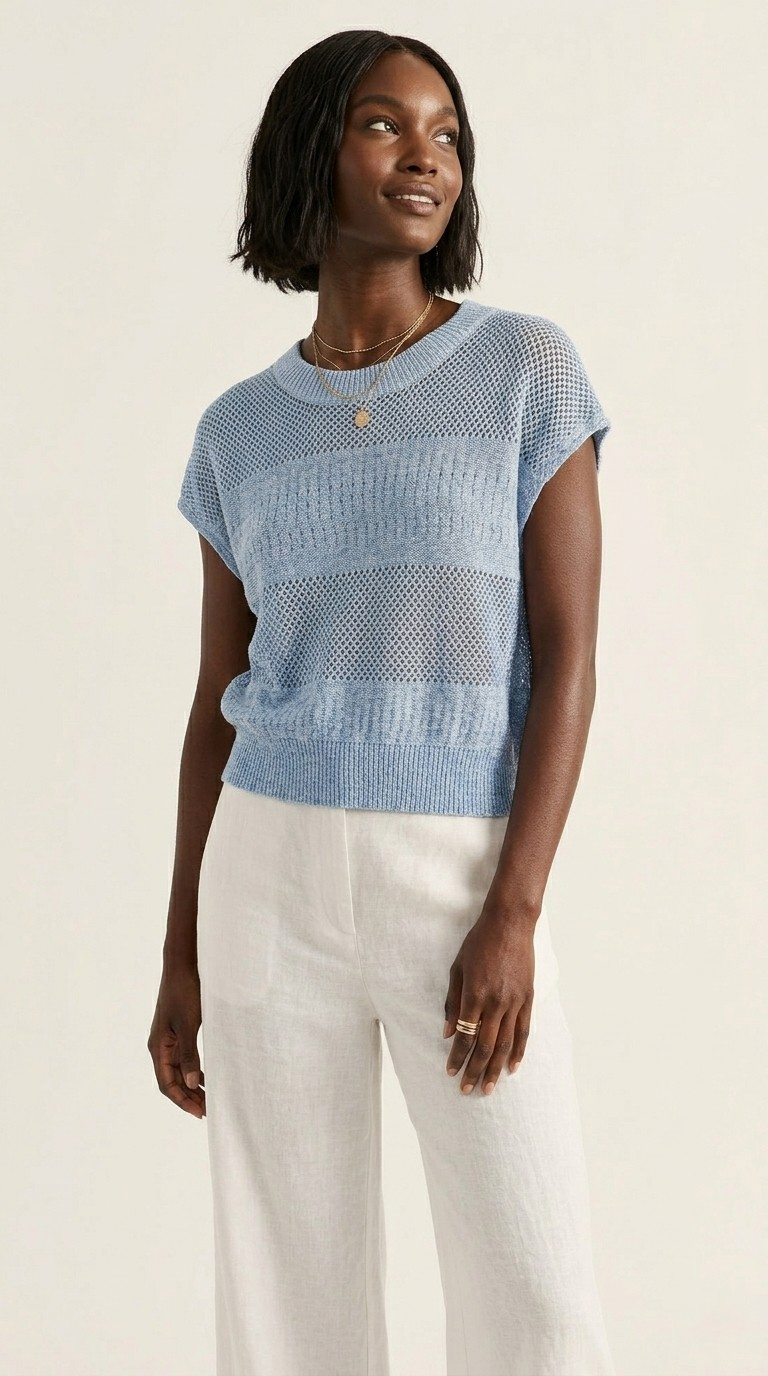 Treillis Cap Sleeve Sweater