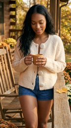 Bouton Couvert Fluffy Cardigan