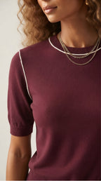 Nervuré Cap Sleeve Knit Sweater