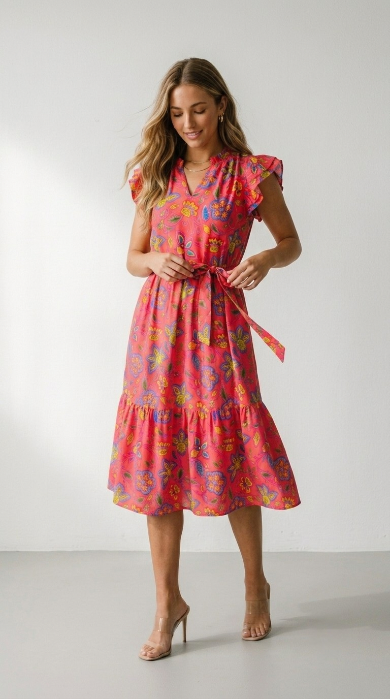 Corail Floral Tea Dress