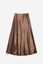 Luisant Satin Midi Skirt