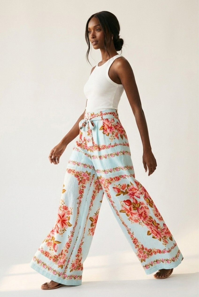 Pivoine Floral Wide Leg Pants