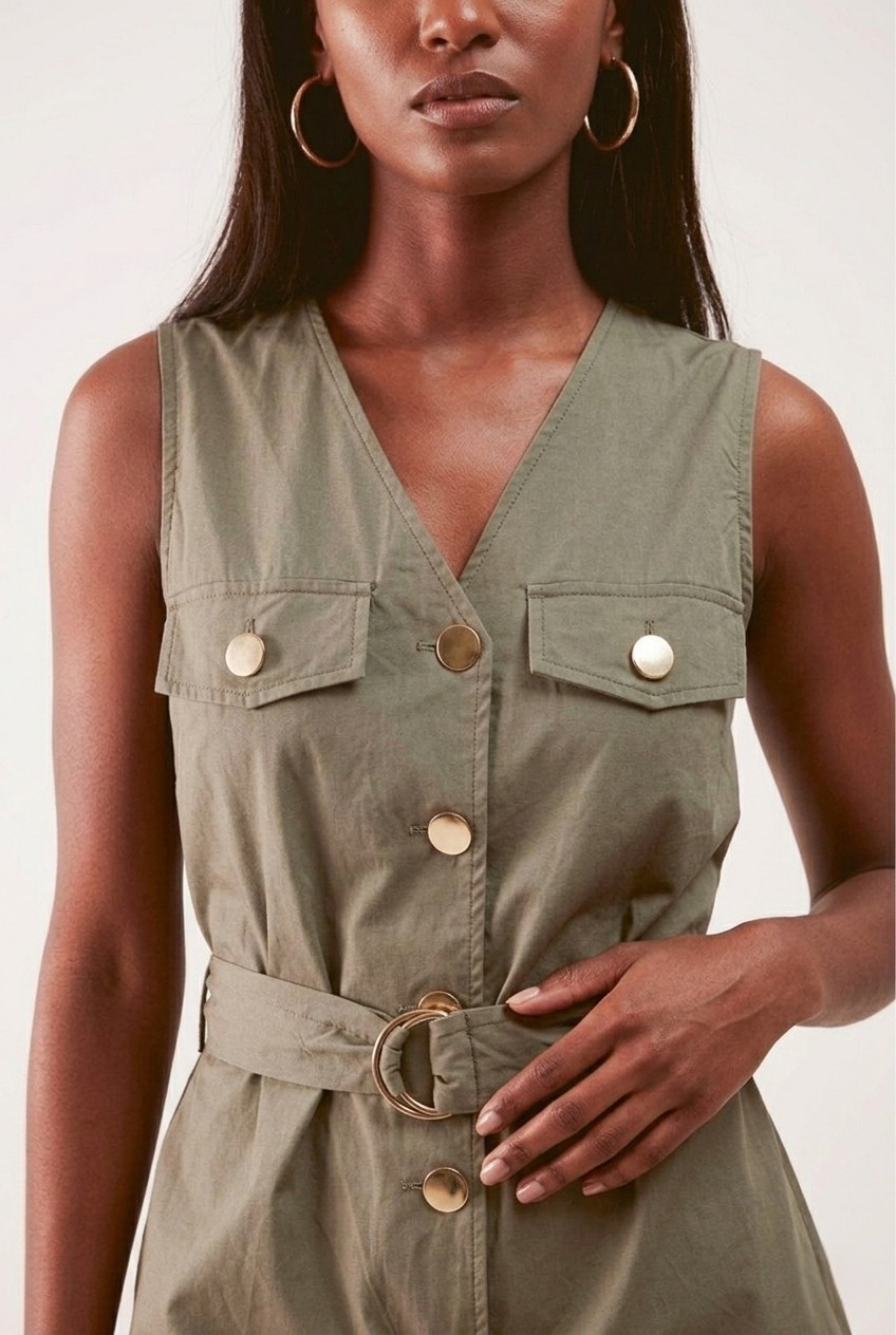 Sahel Belted Utility Romper