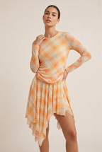 Celeste Mesh Plaid Asymmetrical Dress