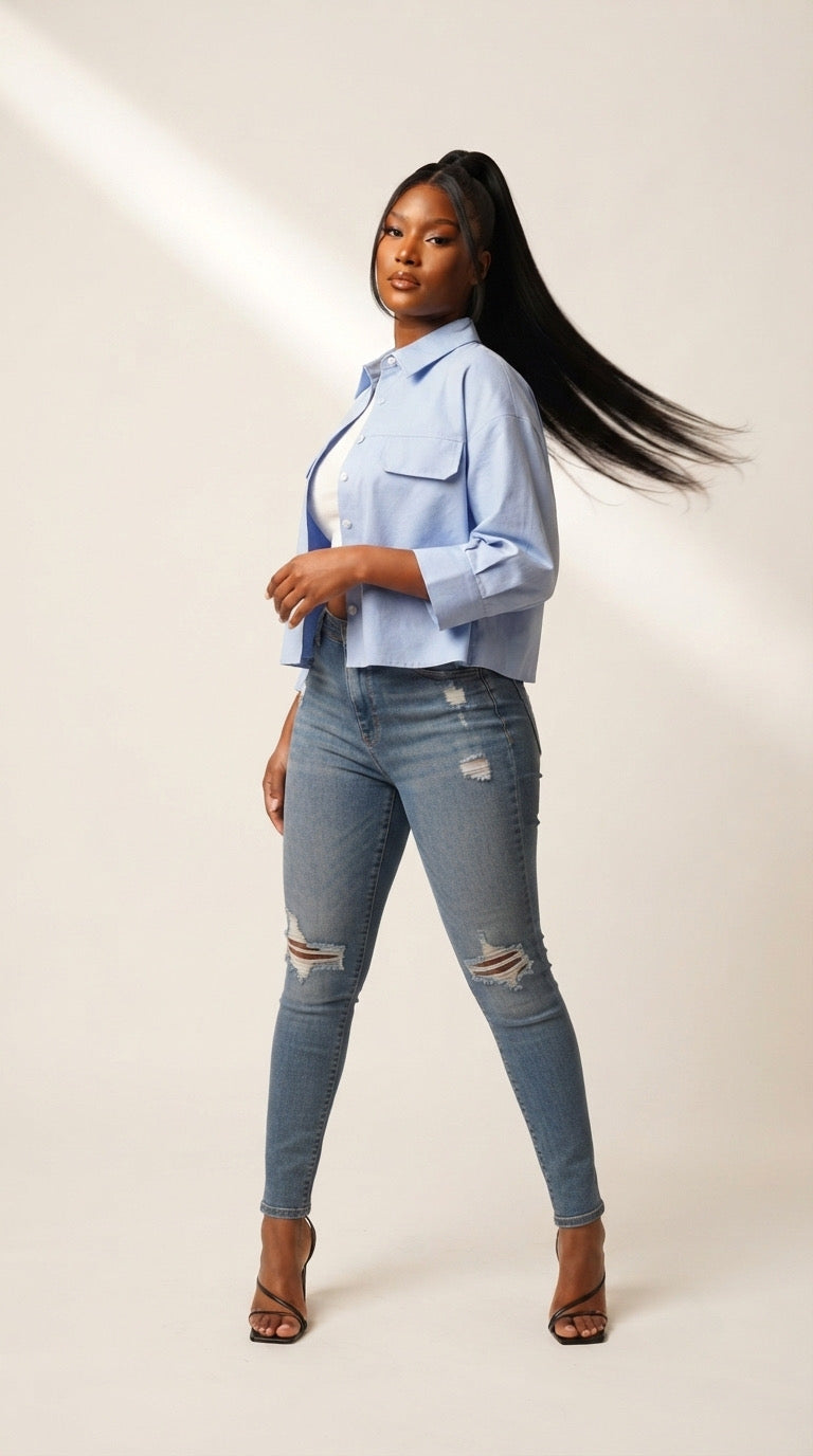 Bouton Cropped Pocket Shirt