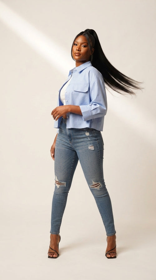 Bouton Cropped Pocket Shirt