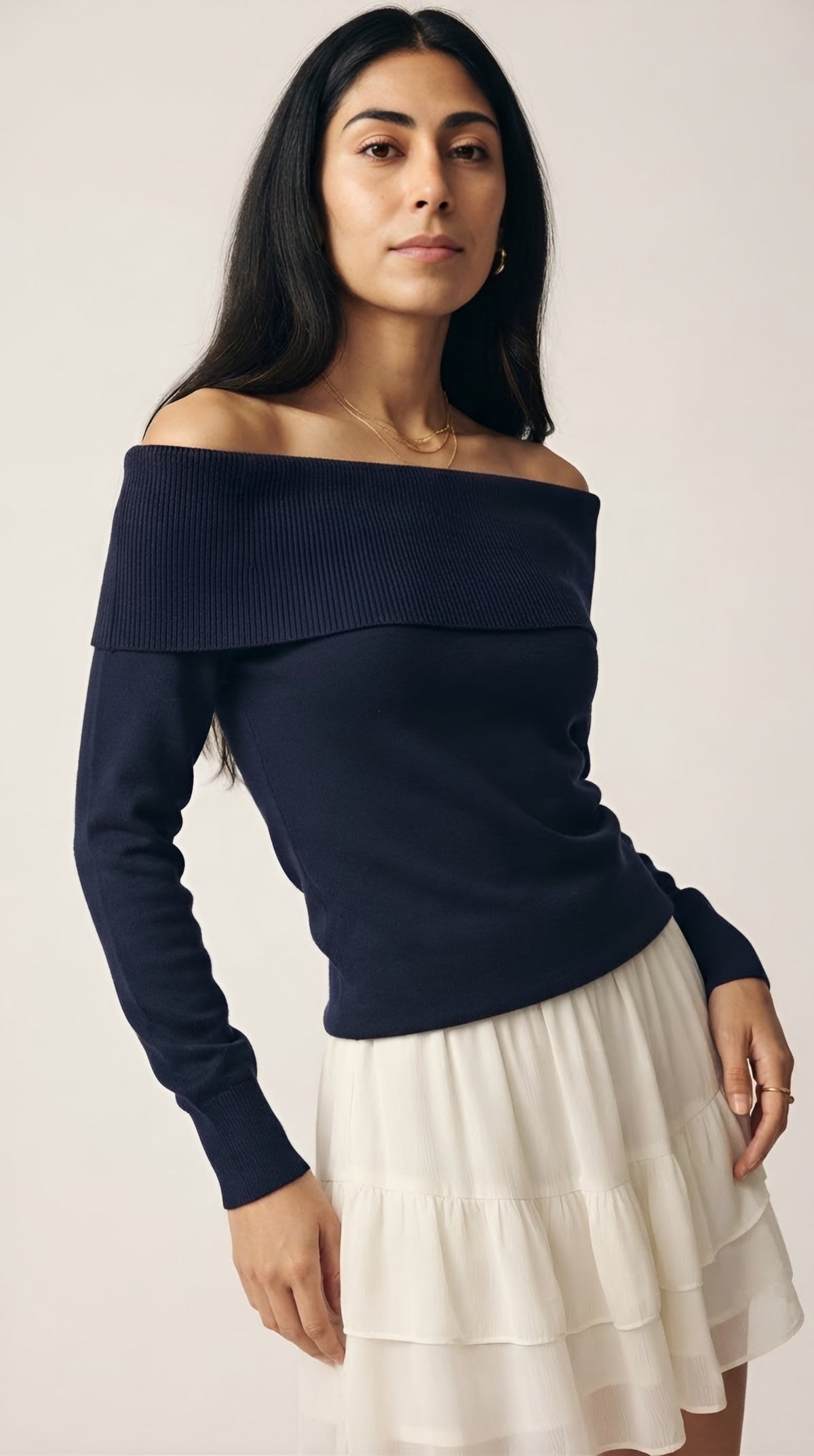 Bardot Ribbed Off Shoulder Sweater