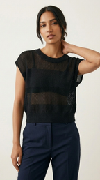 Treillis Cap Sleeve Sweater