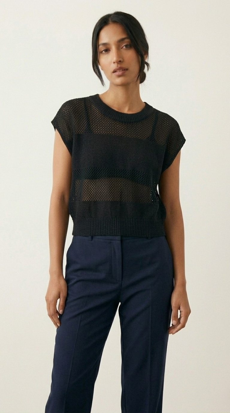 Treillis Cap Sleeve Sweater