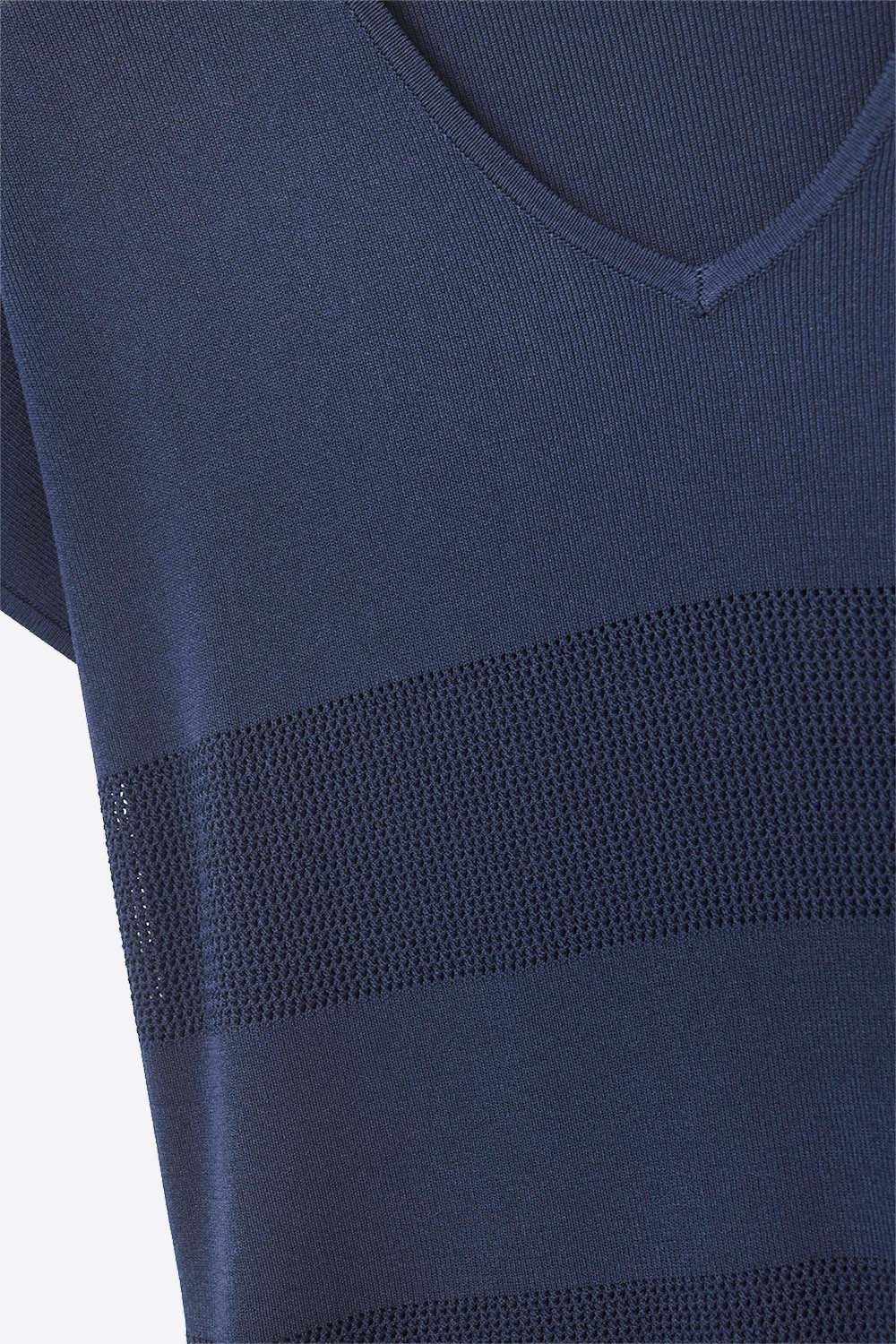 Onde Navy Stripe Texture Knit Sweater