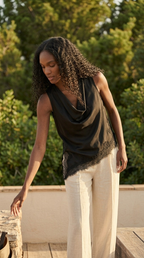 Asymétrie Satin Lace Top