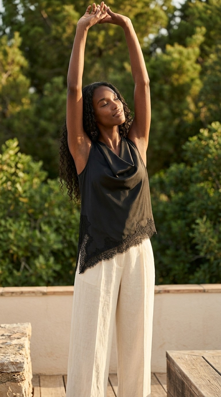 Asymétrie Satin Lace Top