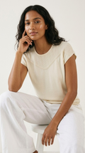 Nervuré Cream Cap Sleeve Knit Sweater