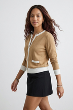 Galon Contrast Trim Cardigan