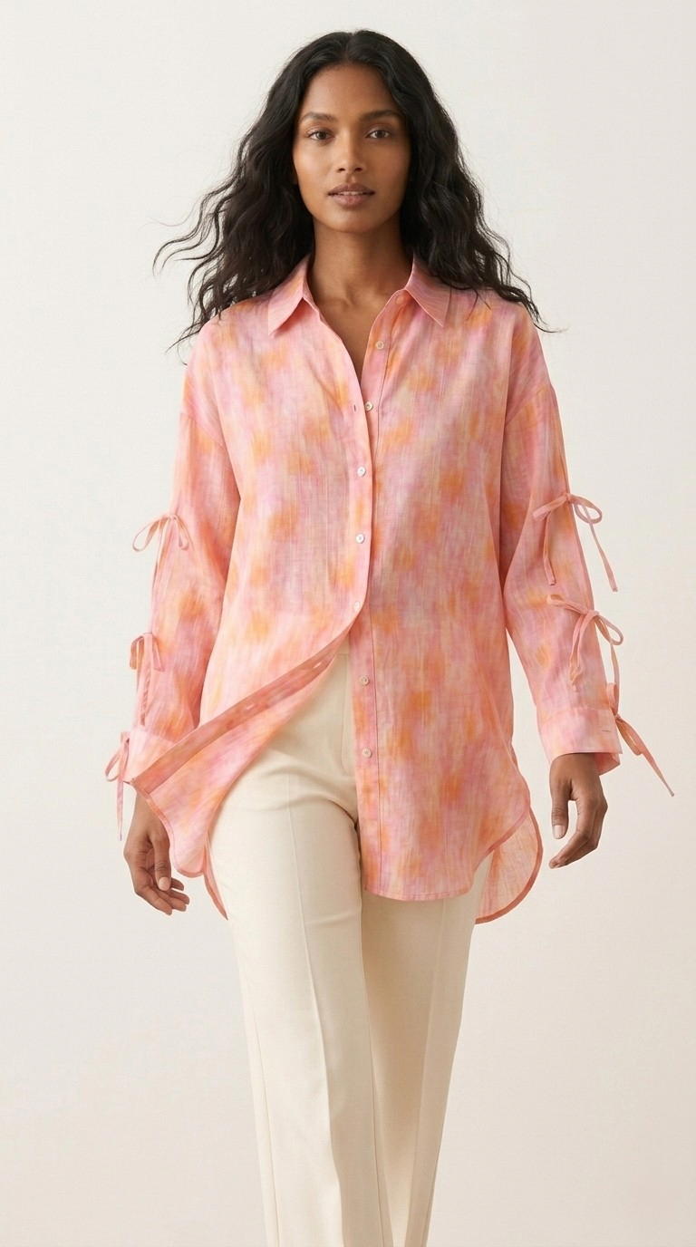 Aquarelle Tie Sleeve Blouse