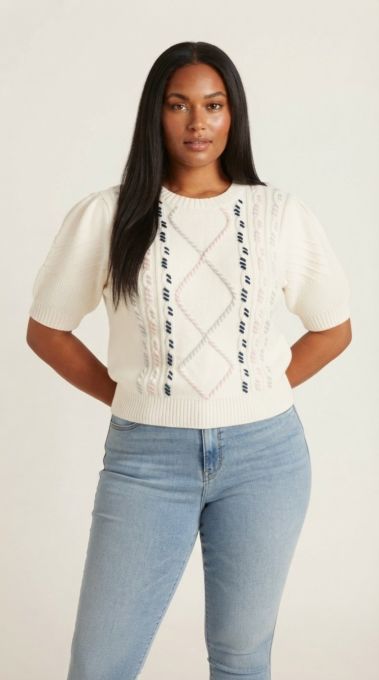 Torsade Cable Knit Puff Top
