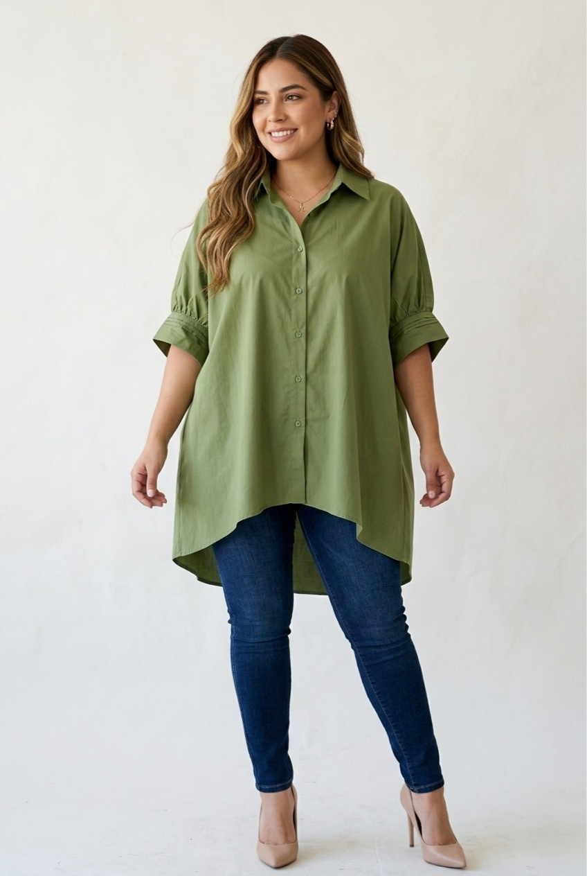 Amplitude Oversized Button Blouse