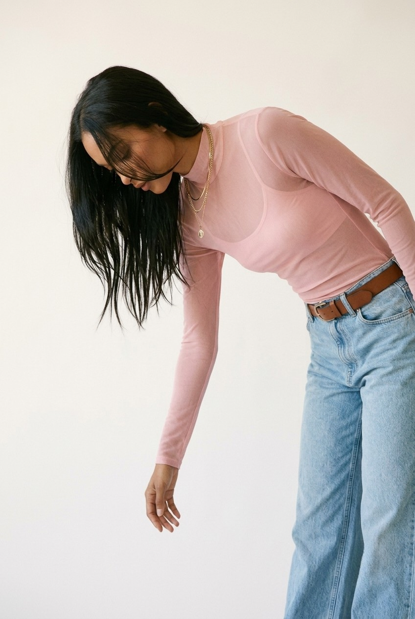 Résille Mesh Mock Neck Bodysuit
