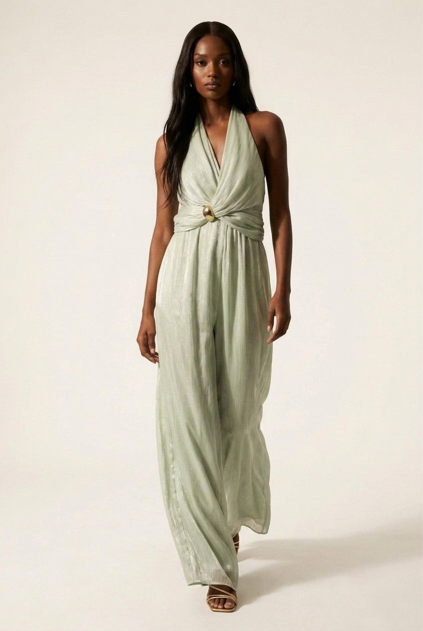 Lumine Metallic Halter Jumpsuit