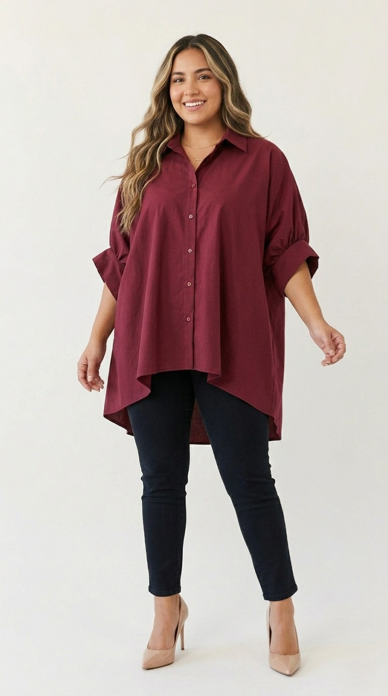 Amplitude Oversized Button Blouse
