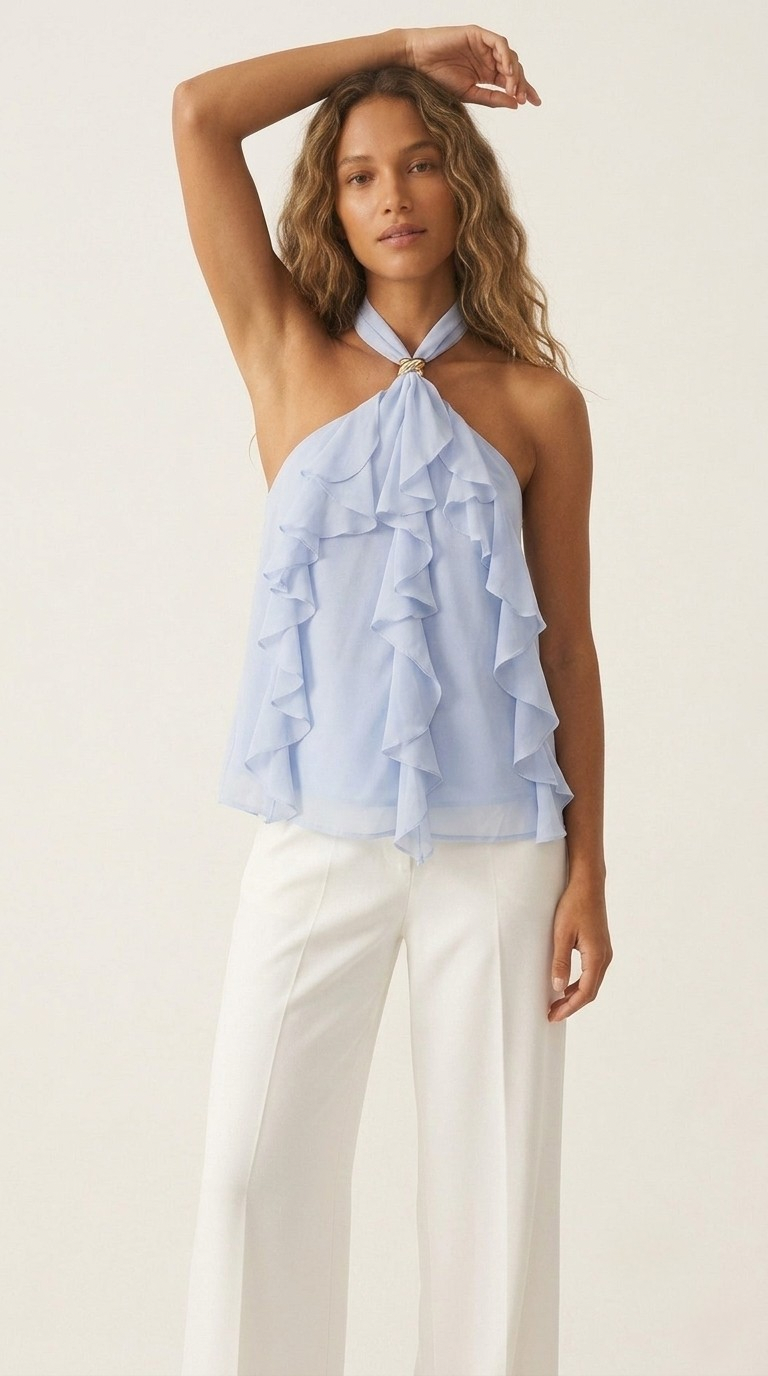 Anneau Ruffle Halter Top