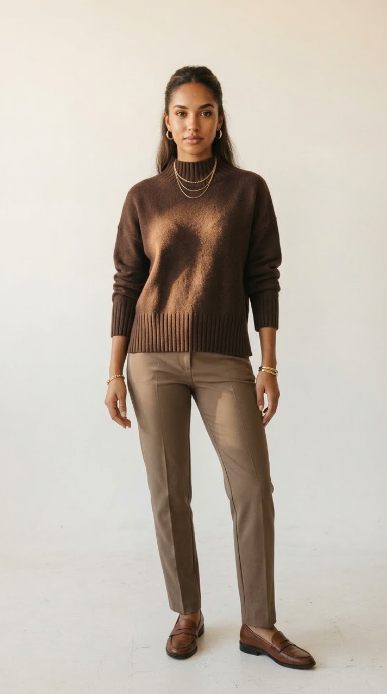 Tourelle High Collar Knit Sweater