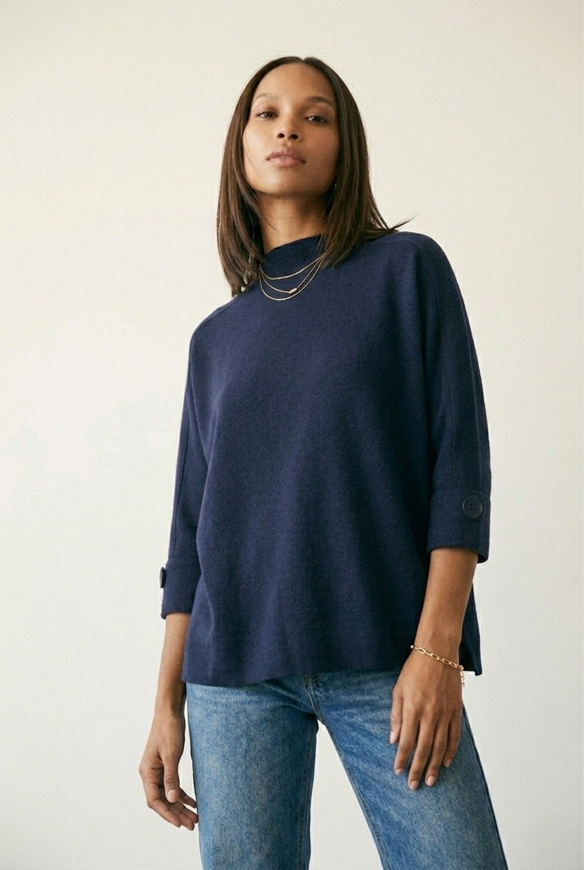 Nacelle Button Sleeve Knit Sweater