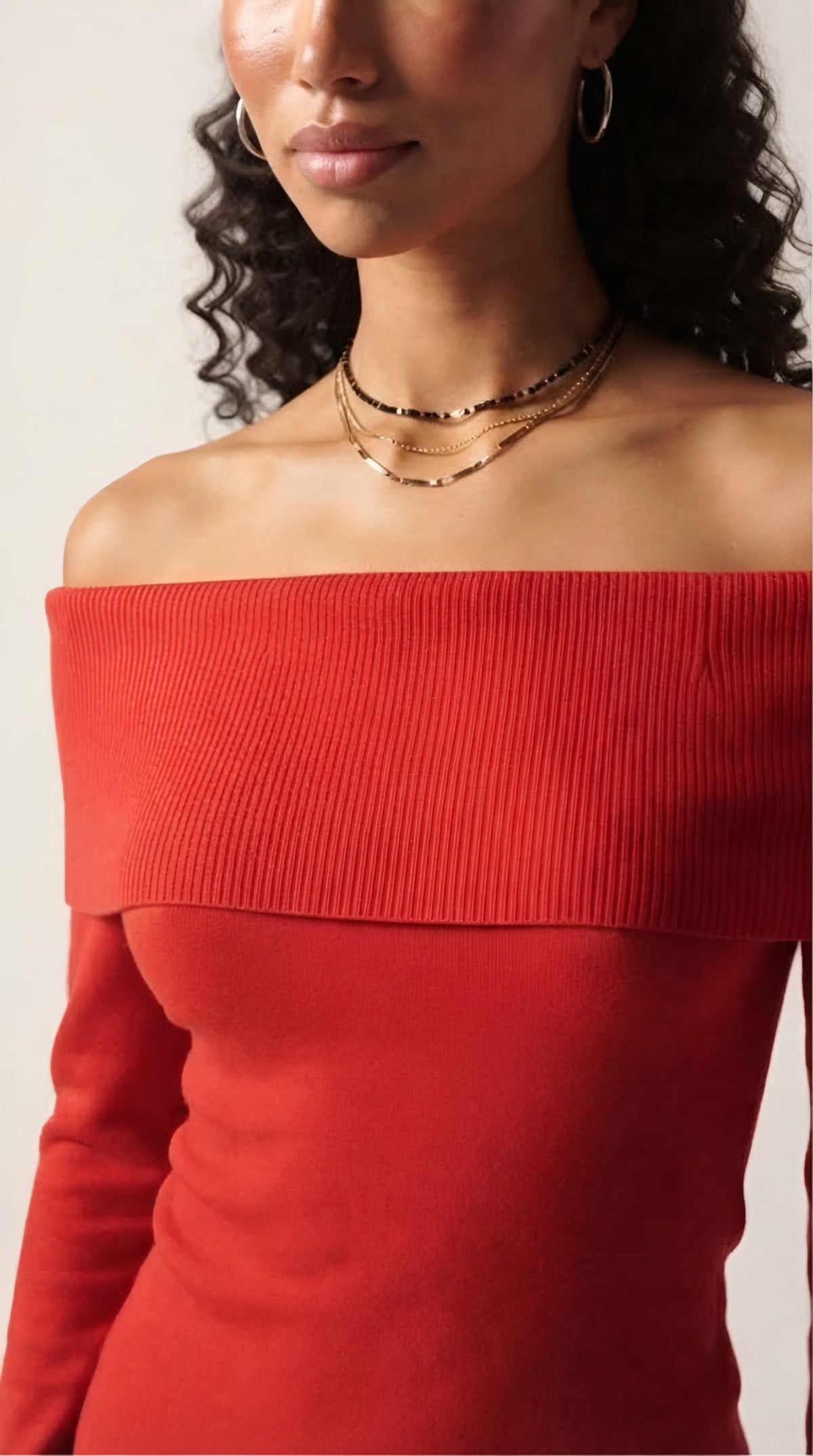 Bardot Ribbed Off Shoulder Sweater