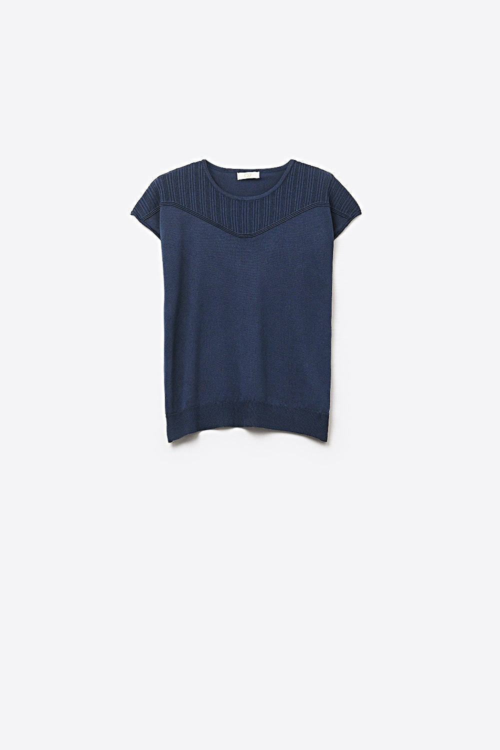 Nervuré Navy Cap Sleeve Knit Sweater