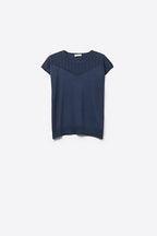 Nervuré Navy Cap Sleeve Knit Sweater