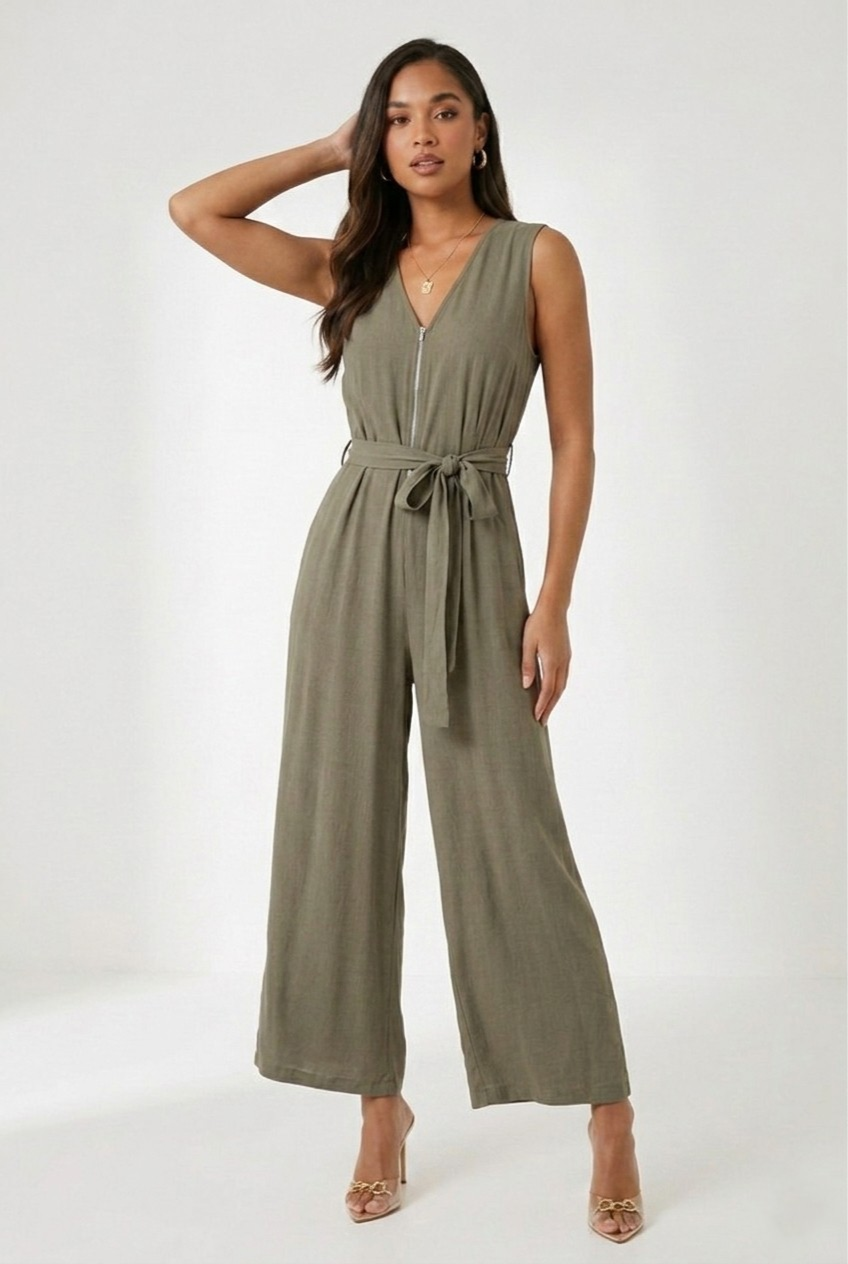 Vento Wide Leg Belted Jumpsuit