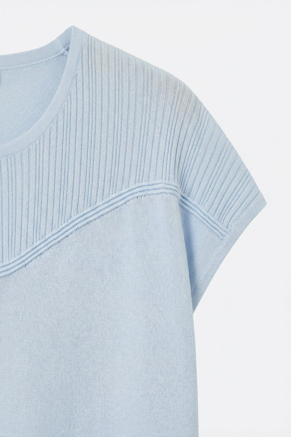 Nervuré Light Blue Cap Sleeve Knit Sweater