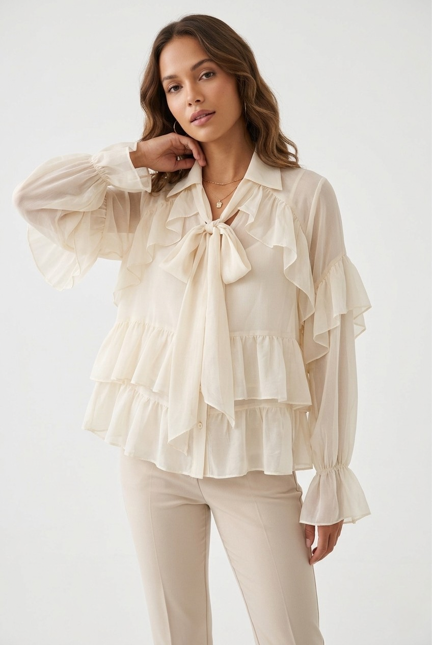 Volant Ruffled Chiffon Blouse