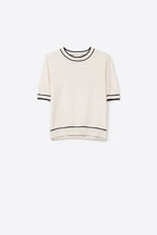 Fil Fine Knit Contrast Trim Sweater