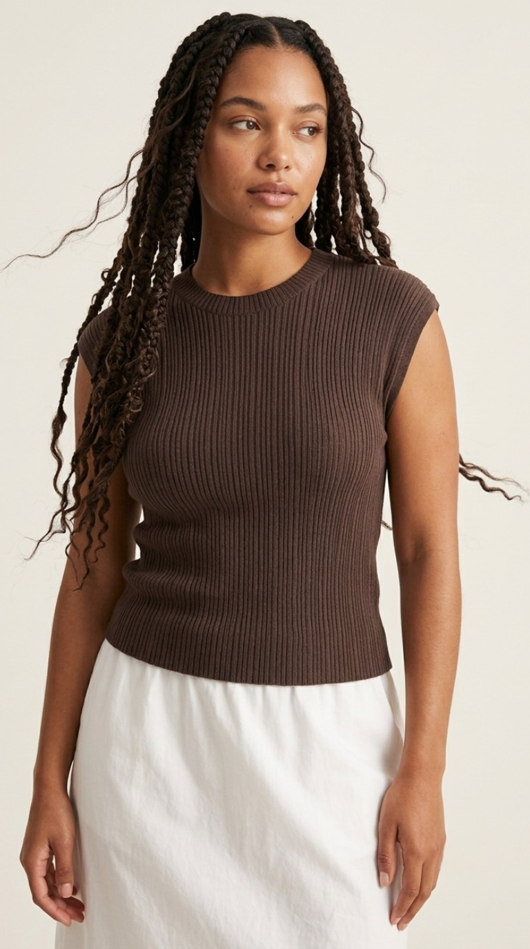 Collet Ribbed Sleeveless Sweater