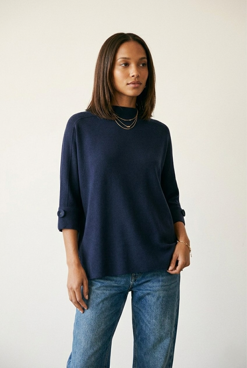 Nacelle Button Sleeve Knit Sweater