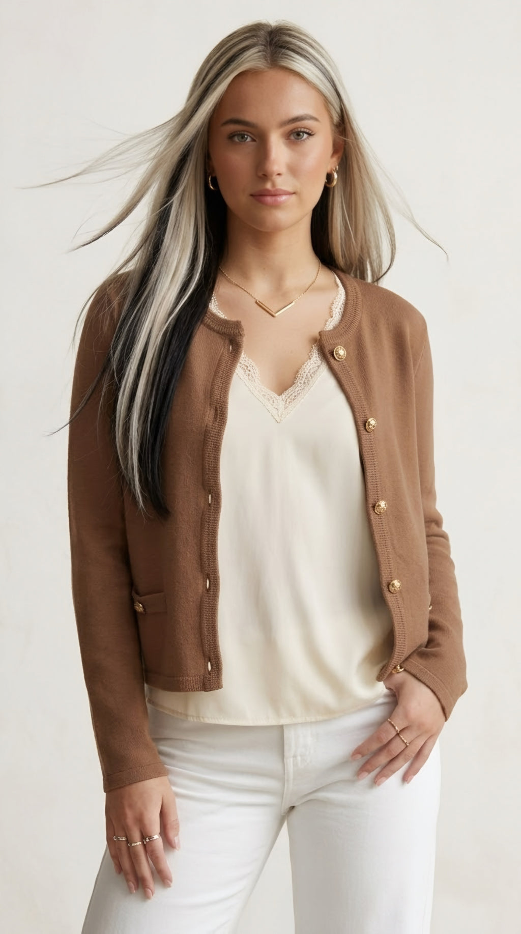 Dorée Gold Button Cardigan