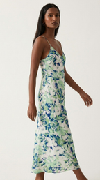Feuillage Floral Open Back Maxi Dress