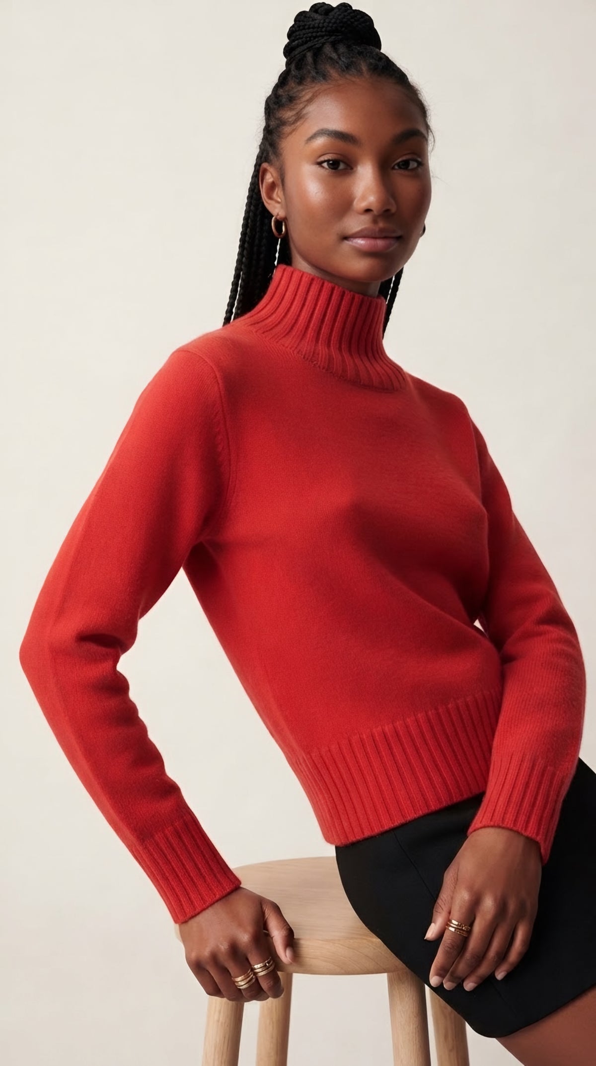 Tourelle High Collar Knit Sweater