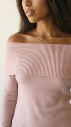Bardot Ribbed Off Shoulder Sweater