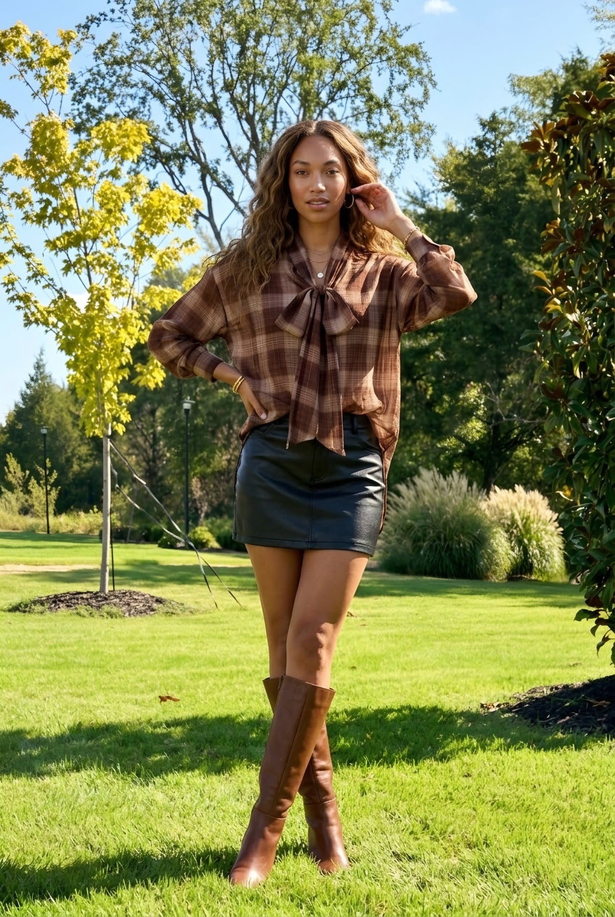 Carreaux Lurex Check Blouse