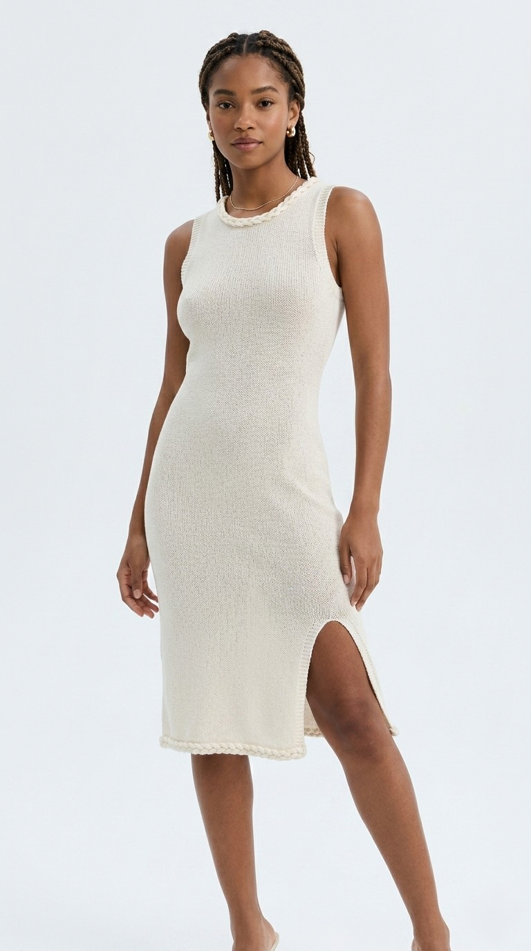 Tresse Braided Knit Midi Dress