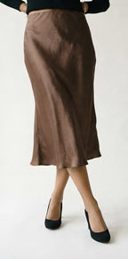 Luisant Satin Midi Skirt