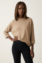 Nacelle Button Sleeve Knit Sweater