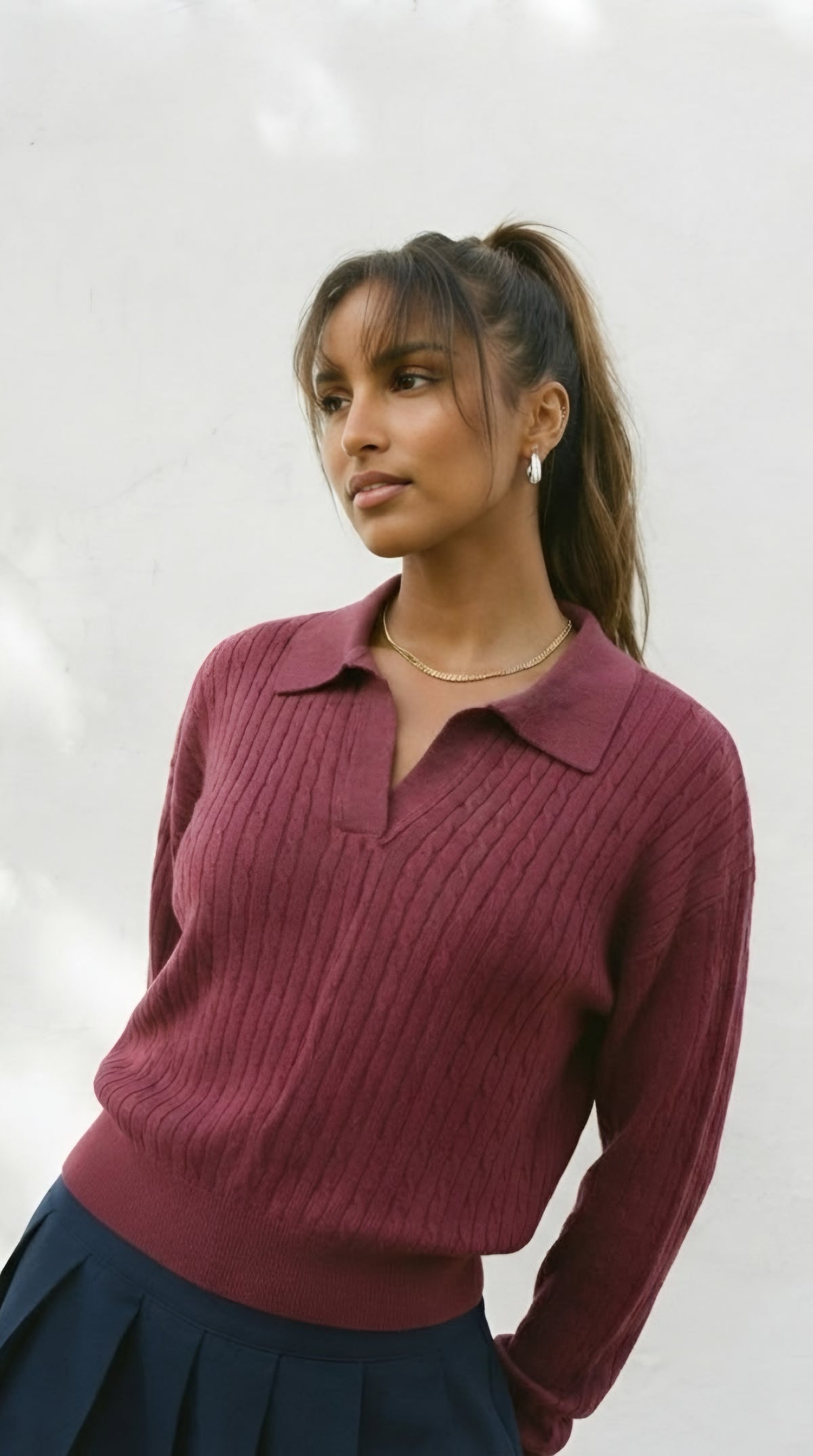 Câble Polo Knit Sweater