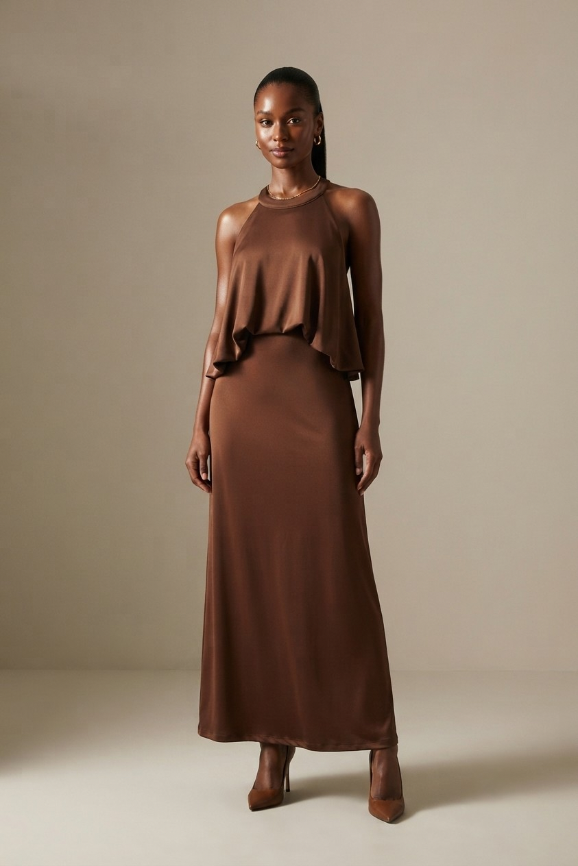 Sérénade Bow Back Halter Maxi Dress